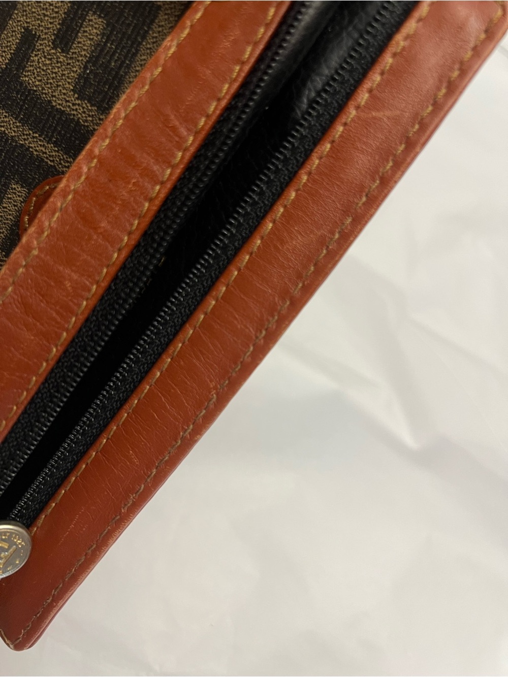 Fendi Zippered Small Pouch or Wallet with Zucca Pattern and Leather Trim, EUC - Picture 14 of 16